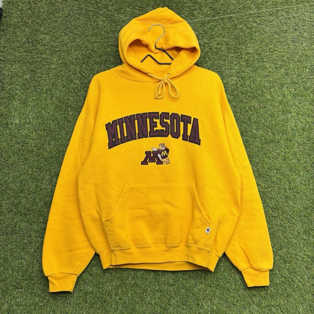 Vintage Minnesota Vikings Hoodie Mens Medium Heavyweight Embroidered Russell